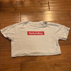 White garage crop top